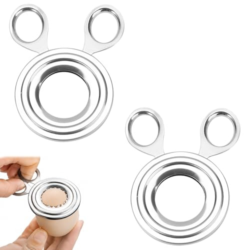 Abre Huevos Acero Inoxidable 2 Piezas Cortador de Huevo cocido pelador de Huevos con cáscara Herramienta Cocina Duradera fácil Uso Desayuno hogar Restaurante