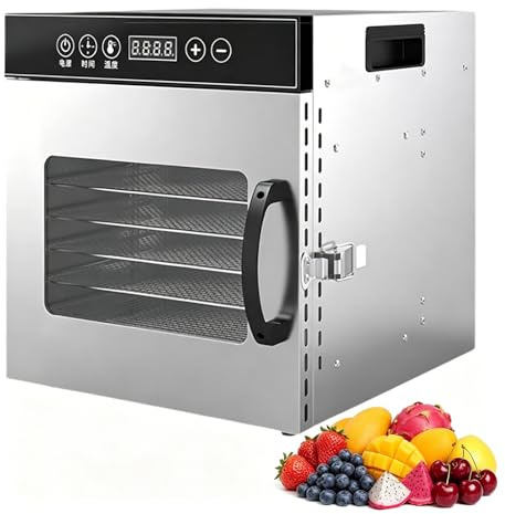 Essiccatore Alimentare Con 8 Vassoi - Essiccatore Per Frutta E Carne In Acciaio Inox, Controllo Della Temperatura 30-90°c, Timer Di 24h, Grande Finestra Per Uso Domestico E Commerciale