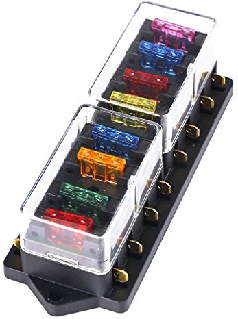 Qiorange 8-Fach Sicherungshalter ATO Sicherungskasten Doppeldeckel KFZ Auto 12V/24V (Sicherungshalter 8-Fach)