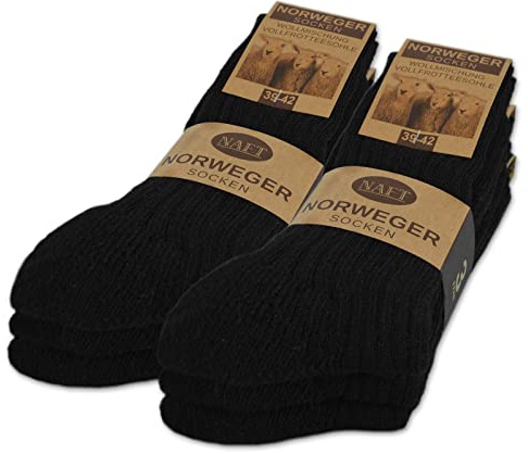 sockenkauf24 Lot de 6 Paires Chaussettes Norvégiennes en Laine Homme Femme Chaussettes Hiver Chaudes