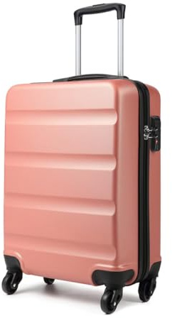 KONO Koffer Trolley Mittelgroß Leicht Hartschalenkoffer aus ABS Reisetasche mit 4 Rollen und TSA Schloss Koffer L 66x45x26cm, 63 Liter, Nude
