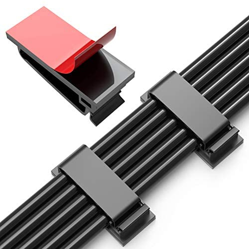 JIRVY 50 Stück Kabelclips Selbstklebende Kabelführungsclips Kabelorganisatoren Kabelklemmen Kabelhalter für TV-PC Laptop Ethernet-Kabel Desktop Home Office（Schwarz）
