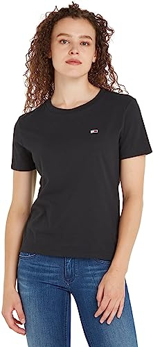 Tommy Jeans Tjw Regular Jersey C Neck Dw0Dw09198, Top in Maglia a Maniche Corte, Donna, Nero (Black), S