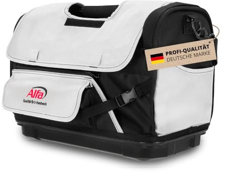 Alfa Werkzeugtasche 42 x 23 x 30 cm – mit wasserdichter Bodenschale | Profi-Qualität – Tasche besitzt neben dem gepolsterten Schultergurt eine wasserdichte Bodenschale - Gepolsterter Tragegriff