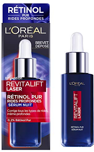 L'Oréal Paris - Sérum de Nuit Rétinol Anti-Rides - Soin Visage Anti-Âge Spécial Rides Profondes - Peau Raffermie & Souple - Tous Types de Peaux - Revitalift Laser - 30 ml