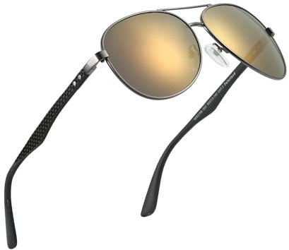 ZENOTTIC Occhiali da sole da uomo donna pilota specchio polarizzati quadrati con Tempio in fibra di carbonio telaio in metallo UV400 protezione per la pesca, la guida e il golf