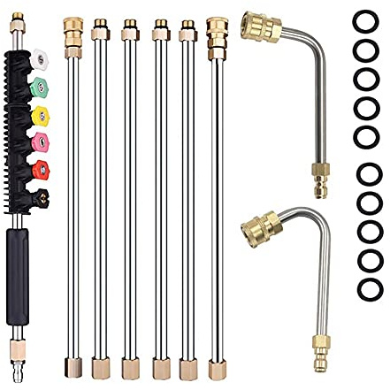 Set di 8 pz/set di strumenti per la pulizia delle grondaie, idropulitrice a pressione, lancia di estensione 3 tipi di idropulitrice con connettori rapidi da 1/4 di pollice, strumento telescopico di