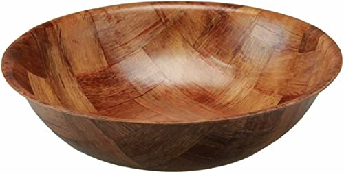 Vision4ever Large Round Woven Wooden Bowls Wooden Bowl Snack Bowl, Salad Serving Bowl (25 cm)