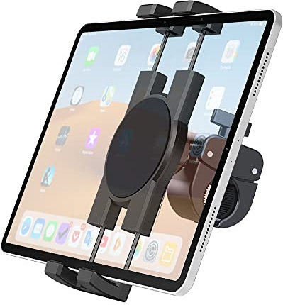 Spin Bike Tablet Holder Mount, Phone iPad Holder Stand Exercise Bike Handlebar Mount For Stationary Bicycle, Treadmill, Microphone Stand, Fit For iPad Pro 12.9, Air, Mini, Galaxy Tabs, iPhone(4.7-13”)