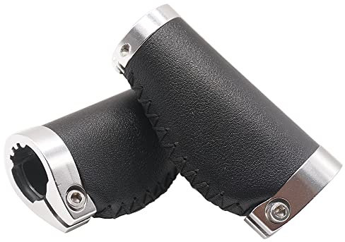 BBxunsless Kurze Fahrradgriffe, rutschfest, PVC-Mikrofaser, Leder, ergonomisch, handgenäht, lässiger Retro-Lenker, Doppelverriegelung, für Mountainbike, MTB, BMX, Klapprad, 22,2 x 95 mm (Schwarz-A)