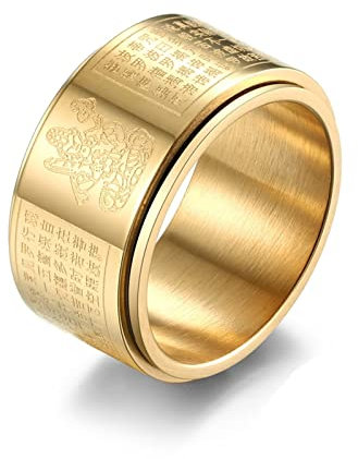 Skcess Ringe Männer Gold, Ringe Männer Edelstahl Ungültiger Besitz Ringe Herren Geschenke für Männer Größe 52 (16.6)