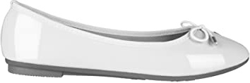 KRISP® Women Ladies Bow Toe Plain Patent Flat Ballerina Ballet Pumps Dolly Shoes Size