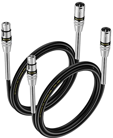 NUOSIYA 1M XLR Cable, 2 Pack 3.3ft Metal Spring SR Design Balanced Microphone XLR Male to Female Extension Cable for Studio Recorder, Mic, Mixer, Speaker System, Phantom Power
