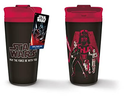 Star Wars Reise-Kaffeebecher (May The Force Be With You Design) 540ml Metall isoliert Reise-Kaffeebecher - Offizielles Lizenzprodukt