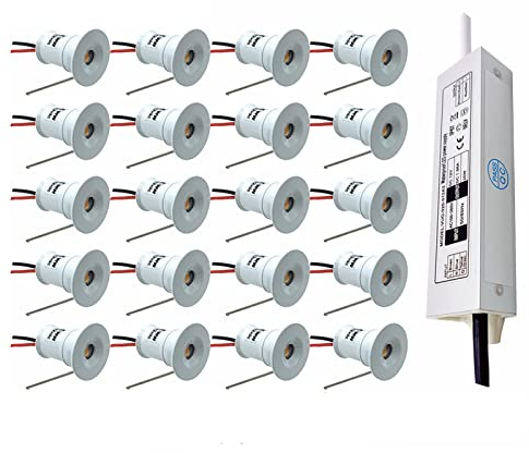 LGJEGD Mini LED Downlight 12V 1W Faretto da soffitto 15mm da Incasso Dimmable Spot Light con trasformatore 36W, 16Pack (Color : Cool White 6000K, Size : 30 Degrees)