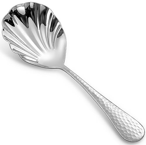 KEAWELL Premium 8.5 Hammered Vegetable Spoon – 18/10 Stainless Steel – Exquisite Blend of Elegance and Functionality – Dishwasher Safe