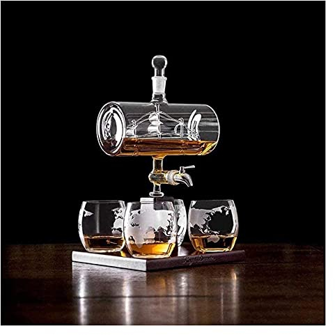 Ensembles d'accessoires de vin réutilisables de décanteur, Ensemble de décanteurs de Bateau de vin de verrerie de Cuisine à la Maison avec 4 Verres de Globe (Transparent 1100ML)