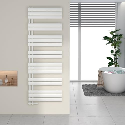 Heilmetz Badheizkörper Flach Design Heizkörper Handtuchtrockner für Badezimmer Handtuchheizkörper mit Seitenanschluss 600x1662mm Handtuchwärmer Weiß 977W
