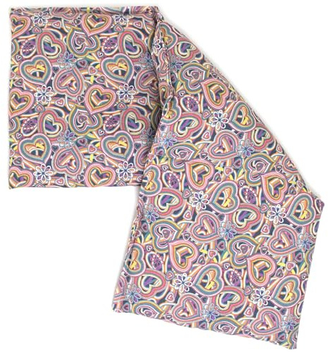 Giraffenland Bio-Dinkelkissen 20x50cm 3-Kammer - Bio Füllung & Bio Stoff Psychedelic Heart - 2in1 Wärmekissen und Kältekissen für Mikrowelle, Backofen, Gefrierfach