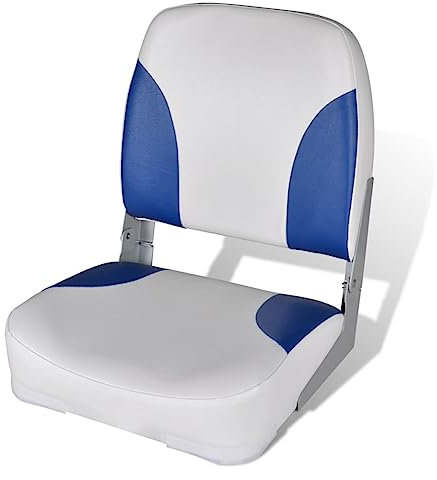 Homgoday Bootsstuhl mit ergonomischer Polsterung & Klappbarer Rückenlehne - Kunststoff & PU/PVC - Blau/Weiß - 41x36x48 cm - für Angeln & Sonnenbad Model90419