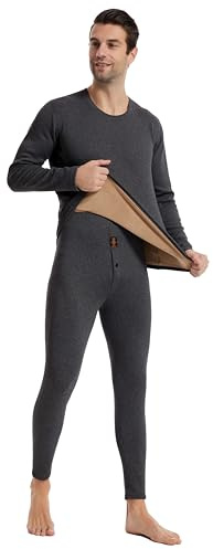 TRIFOLIUM Deluxe Samtig Weiche Doppelschichtige Ultra-isolierende Thermounterwäsche-Set für Herren bei kaltem Wetter Dunkelgrau Brustumfang 119-126cm Fabriketikett 3XL (TM1709M-4-XXXL-DGY)