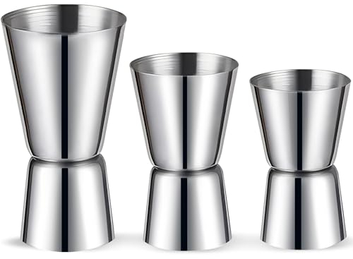 3 Stück Cocktail Messbecher Edelstahl Barmaß, Cocktail Jigger Messbecher Edelstahl Barmaß30/40/50 ml, für Bar Party,Gin Wein Cocktail Drink,Shaker Cocktailmixer…