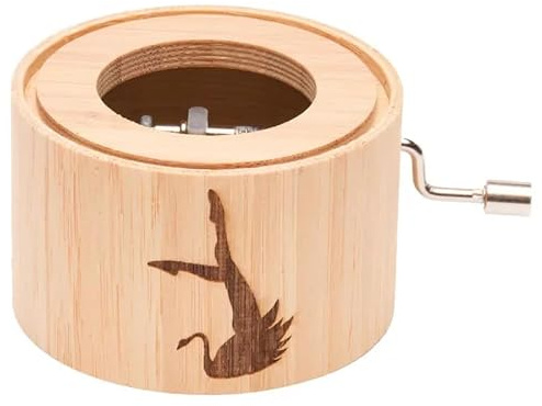 Spieluhr aus Bambus mit der Melodie: Schwanensee von Peter Tschaikowski - music box von Kurbelwerk green-line, Motiv tanzender Schwan