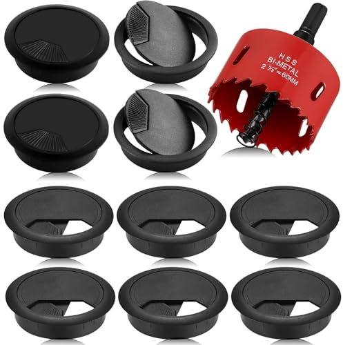 XINHAITC 10 Pack Desk Cable Grommet Organizers - 60mm Table Port Hole Covers with Hole Saw