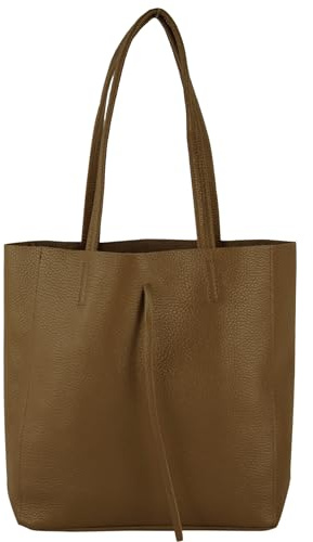 modamoda de T253 Damen Leder Henkeltasche mit Innentasche, handmade in Italy