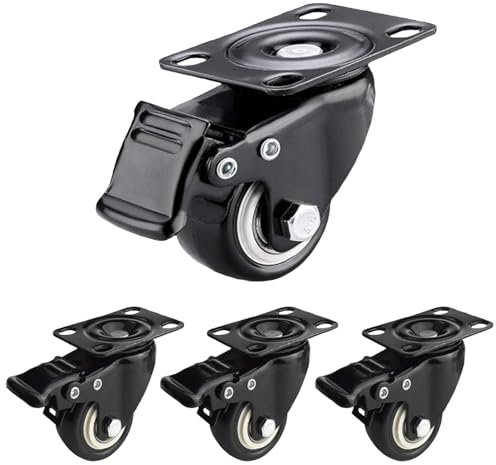 Rotelle per Mobili, 4 Pezzi Ruote per Mobili, Rotazione di 360° Ruote, Nero Rotelle, Rotelle per Mobili Pesanti Ideale per Armadi Armadi librerie Portapiante e Tutti i Tipi di Mobili