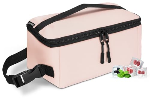 Cerbonny Piccola borsa per computer portatile, mini frigo con contenitore termico per il pranzo, per lavoro, scuola, viaggi, rosa