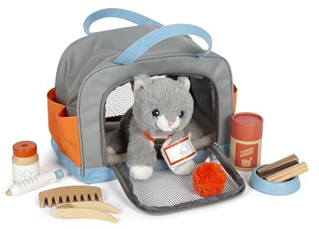 small foot Gatto con Borsa e Set per Cura, Giocattolo con Animale Domestico, Gioco di Ruolo per Bambini dai 2 Anni, 12601, Colore Coloured