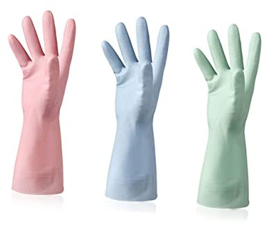 minkissy Lightweight Dishwashing Gloves Pink Nitrile Kitchen Cleaning Gloves Protective Mitten for Home Use