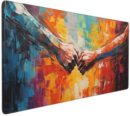 Gaming Mauspad XXL Abstrakt Mousepad 800x400x4mm Hand Verlängertes Mauspad Schreibtischauflage,Genähte Kanten Mauspad,Verbessert Präzision und Geschwindigkeit Wasserdicht Geeignet für Büro und Spiele