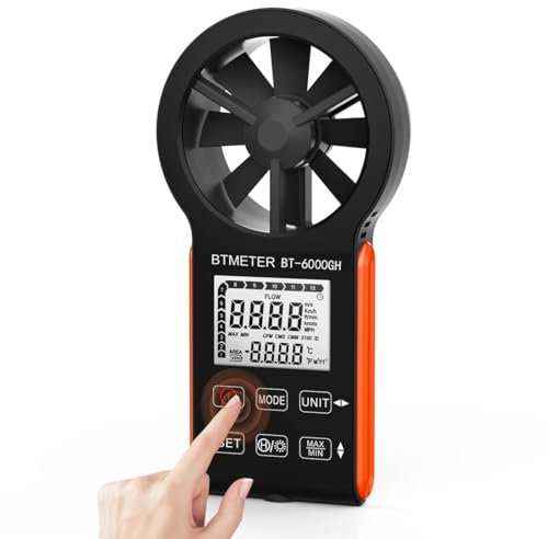 Anemómetro, Anemómetro Digital Barómetro de Mano con Cable de Carga, Medidor Medidor Probador de Velocidad de Flujo de Aire Operación de Pantalla táctil, para Disparar Drones, Ventilación de Aire de