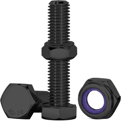 Drenky Bulloni e Dadi Nero M10, 10 Pezzi Bulloneria Bulloni E Dadi M10 X 35 mm Set Di Viti Con Dadi Autobloccanti Acciaio Inox A2 V2A Set Di Dadi E Bulloni Per Macchinari, Mobili, Stampa 3D, Navi