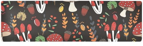 ZRWLUCKY Sottopentola antiscivolo con funghi colorati autunnali per piatti caldi, runner da tavola resistente al calore e tovaglietta impermeabile per piatti caldi 90 x 30 cm, gomma