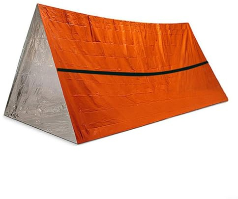 Entgoinggo Lightweight Survival Tent With Cover, Waterproof Survival Tent Orange First Aid Color Sleeping Tent For Hiking Camping