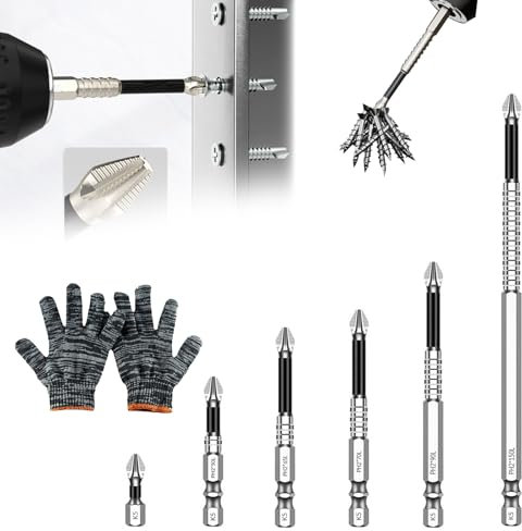 High-Magnetic Screwdriver Drill Bit Set, 6PCS Magnetic Drill Bits,Anti-Slip Screw Driver Bits, Bit Holder for Impact Driver, Magnetic Screwdriver Bits for 25 50 65 70 90 150mm (Style A)