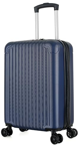 R.Leone Valigia 55x35x25 cm Trolley Bagaglio a mano 4 Ruote in ABS Air Asia, Air France, Ita airways, KLM, EasyJet, Ryanair 318 (Blu, Valigia 55x35x25 cm)