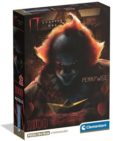 Clementoni Jigsaw Puzzle 1000 pieces, IT Horror Movies, Compact box, Made in Italy, Puzzle for Adults 14-99 Years, Kidult, Gift, 37097