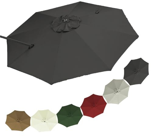 VLKLPZAHAK Auvent De Remplacement pour Parasol Déporté, 8 Baleines Parasol De Terrasse Rond Toile De Rechange pour Parasol De Marché Extérieur, Jardin, Bord De Piscine(Grey)