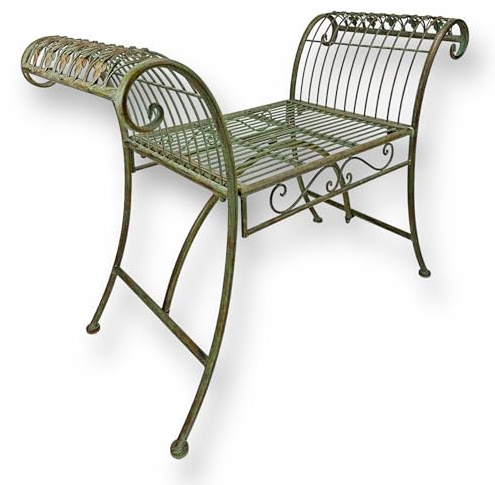 Crispe home & garden Gartenbank Saragossa aus Metall | Antik Grün | Vintage Bank wetterfest & pulverbeschichtet | Sitzbank für Garten Terrasse Balkon | Nostalgisches Design | 88.5x40x67 cm