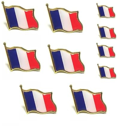 TSUOUKL 10 Piezas Broche de Francia Insignia de Pin de Bandera de Francia, Pin de Solapa de Metal, Insignia de Bandera de Pin de Solapa de Estados