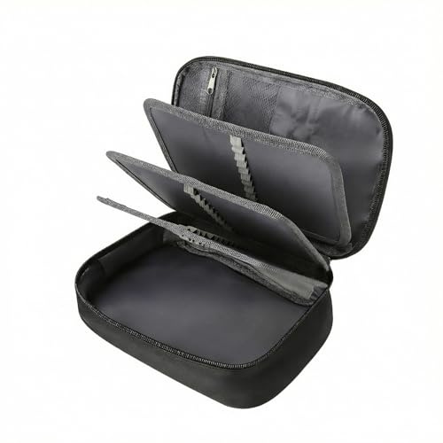 Grande Trousse à Crayons Noire 5 Couches 72 Emplacements - Étui Scolaire Grande Capacité, Ouverture Large, Fermeture Éclair Fluide, Organisateur Dessin pour Ados Étudiants Adultes
