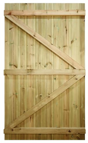 Bespoke Flat Top Wooden Garden Gate, 7ft x 3.5ft T&G Semi-Braced Door | Up to 210cm High x 105cm Wide, Made to Measure, Heavy Duty, Pressure Treated, Pedestrian Rear Gate Entry, Side Gate Entrance