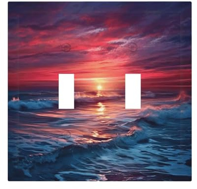 Warm Twilight Outlet Covers Standard Size 2-Gang Wall Plates Cover Decorative Light Switch Cover Unbreakable Polycarbonate Plug Cover Electrical Faceplate Cover for Home Office