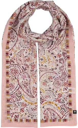 FRAAS Damenschal Paisley Seidenmischung | Rahmen Streifen | 65 x 180 cm | 70% Baumwolle 30% Seide