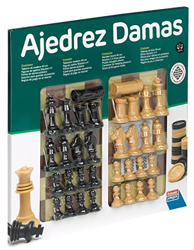 Falomir - Tablero de Ajedrez y Damas 40cm | Accesorios Incluidos | Ligero y Doble Cara | Juego Clásico (Edad 6+)