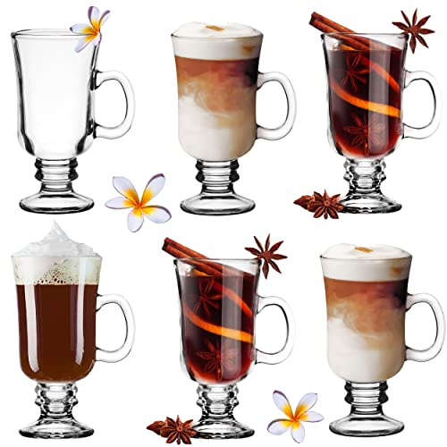Set di bicchieri da caffè irlandese Platinux con manico 270ml (6 pezzi) Latte Macchiato Glass Cocoa Coffee Glass